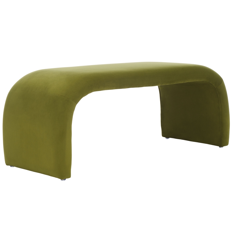 Safavieh Tenko Pine and Velvet  Bench in Olive