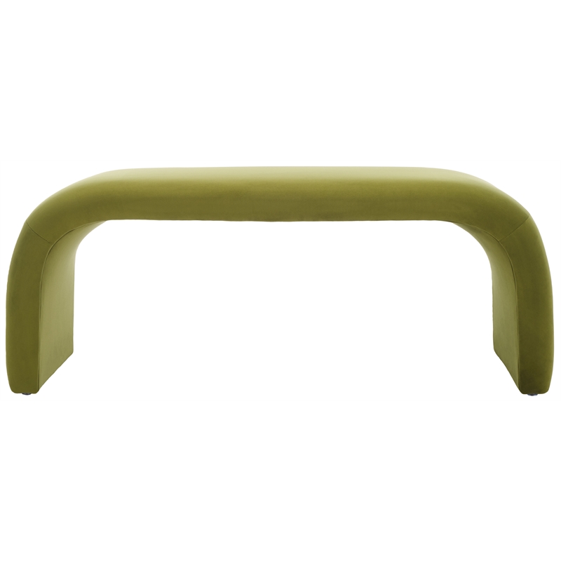 Safavieh Tenko Pine and Velvet  Bench in Olive
