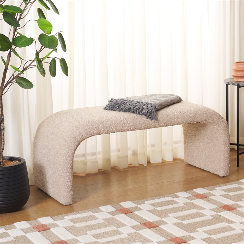Safavieh Tenko Pine and Polyester Bench in Tan