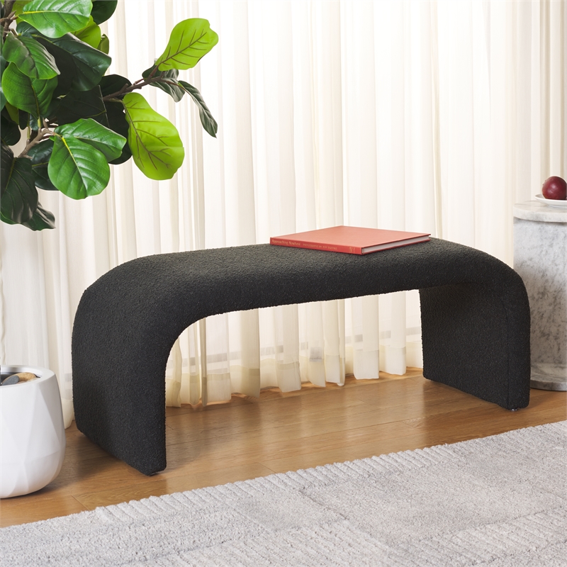 Safavieh Tenko Pine and Polyester Bench in Black