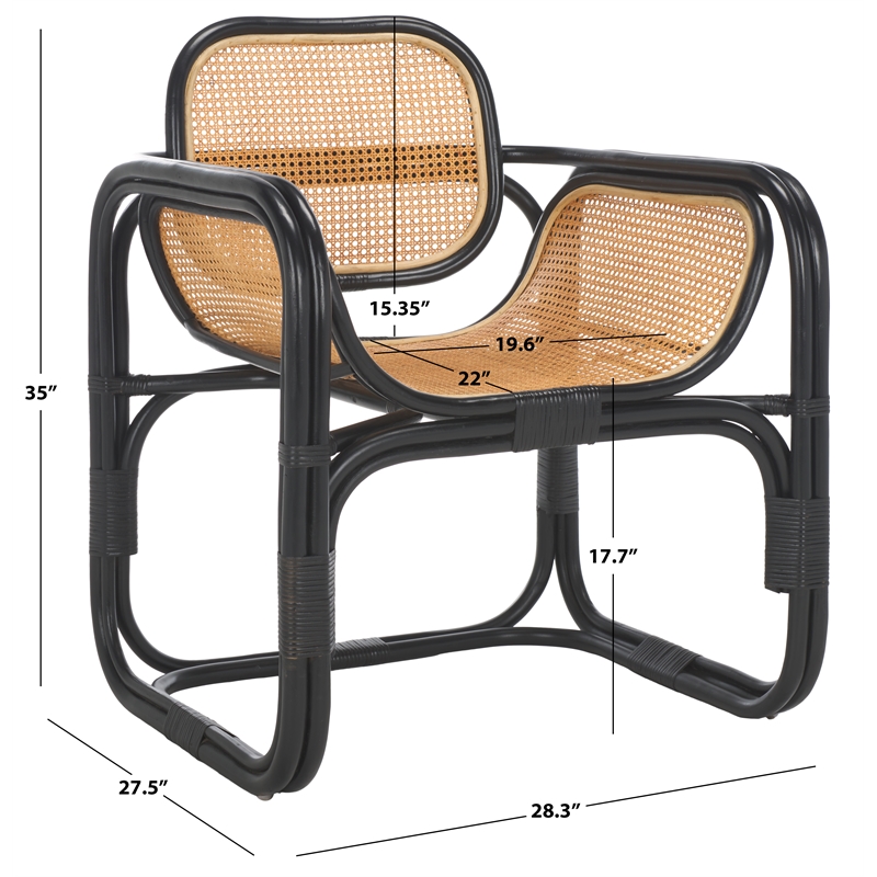 Safavieh Nadie Rattan Accent Chair in Black/Natural