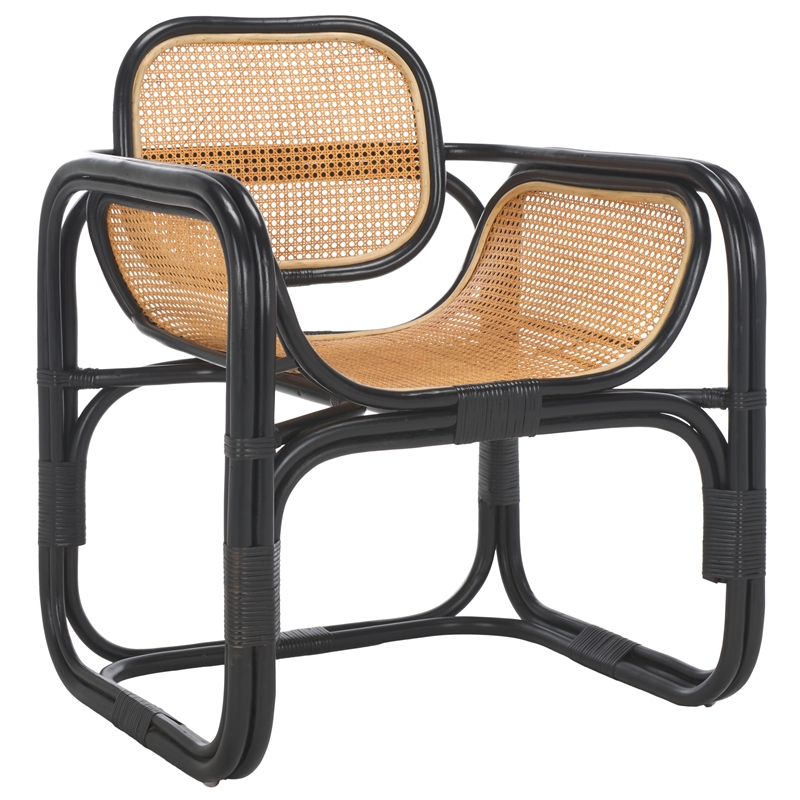 Safavieh Nadie Rattan Accent Chair in Black/Natural