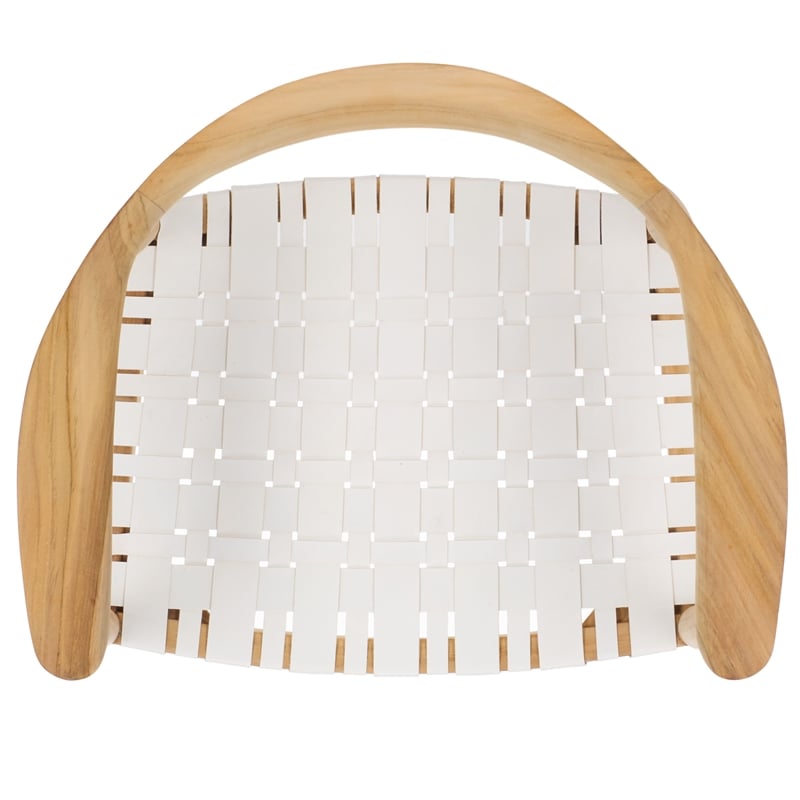 Safavieh Baden Teak Wood and Leather Accent Chair in White / Natural