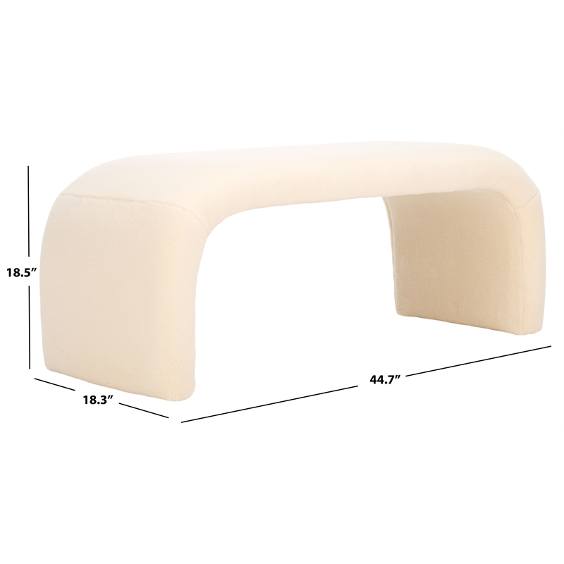 Safavieh Tenko Pine and Polyester Bench in Cream