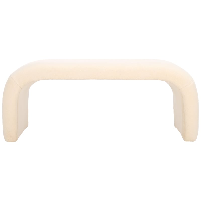 Safavieh Tenko Pine and Polyester Bench in Cream