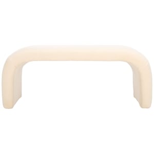 Safavieh Tenko Pine and Polyester Bench in Cream