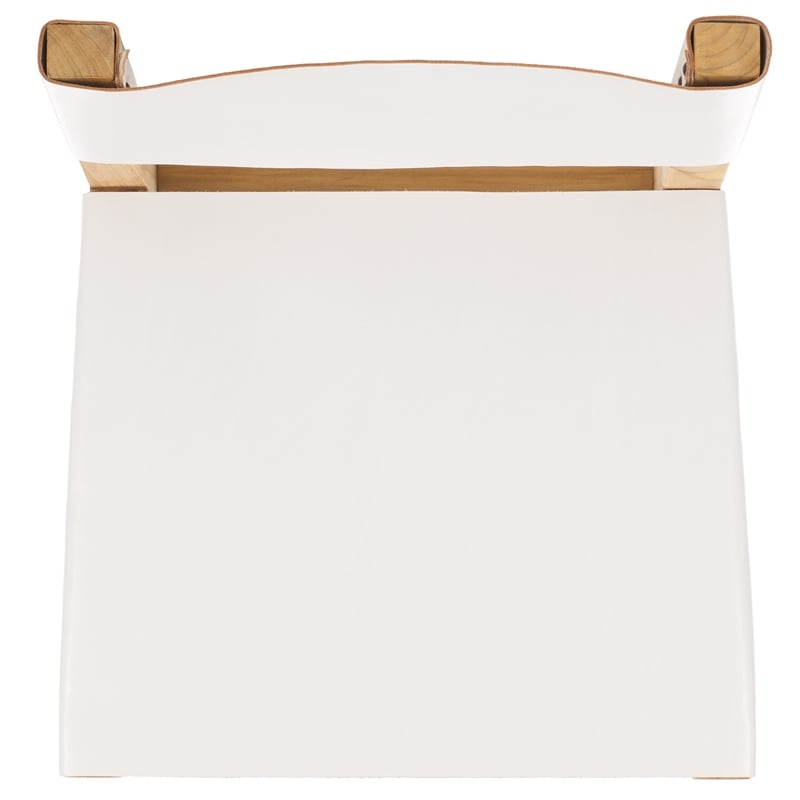 Safavieh Romee Wood and Leather  Counter Stool in White / Natural