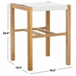 Safavieh Solana Teak and Leather Counter Stool in White / Natural