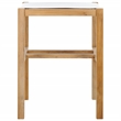 Safavieh Solana Teak and Leather Counter Stool in White / Natural