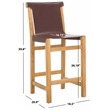 Safavieh Arian Teak and Leather Counter Stool in Brown / Natural