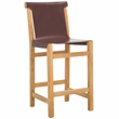 Safavieh Arian Teak and Leather Counter Stool in Brown / Natural