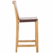 Safavieh Arian Teak and Leather Counter Stool in Brown / Natural
