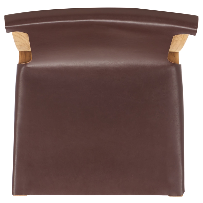 Safavieh Arian Teak and Leather Counter Stool in Brown / Natural