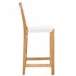 Safavieh Arian Teak and Leather Counter Stool in White / Natural