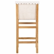 Safavieh Arian Teak and Leather Counter Stool in White / Natural