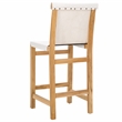 Safavieh Arian Teak and Leather Counter Stool in White / Natural