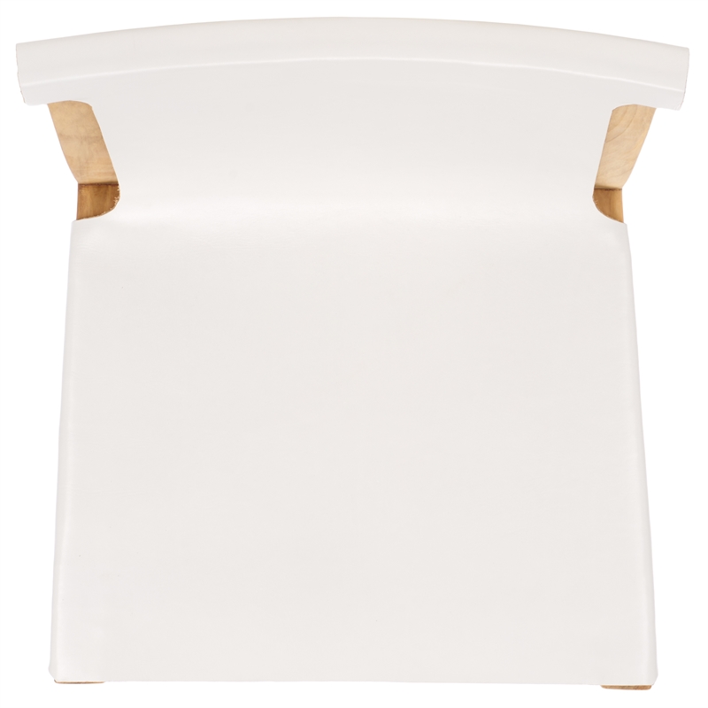 Safavieh Arian Teak and Leather Counter Stool in White / Natural