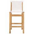 Safavieh Arian Teak and Leather Counter Stool in White / Natural