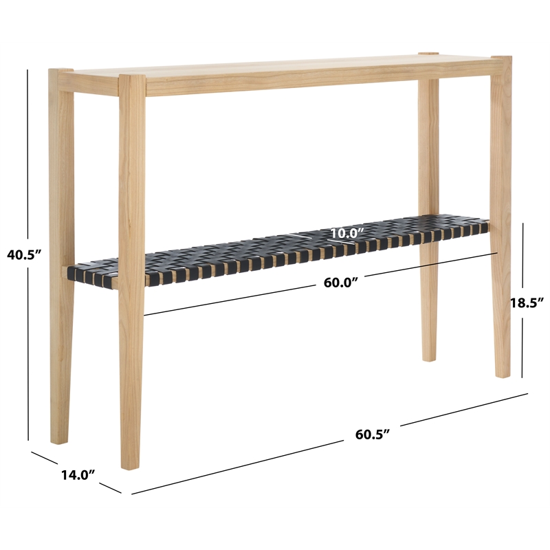 Safavieh Sigurd Wood and Leather Consoles in Natural / Black