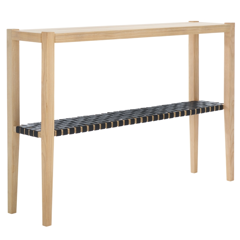 Safavieh Sigurd Wood and Leather Consoles in Natural / Black