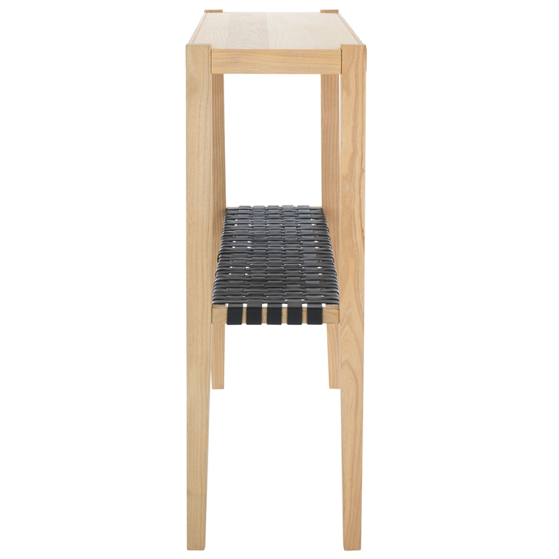 Safavieh Sigurd Wood and Leather Consoles in Natural / Black