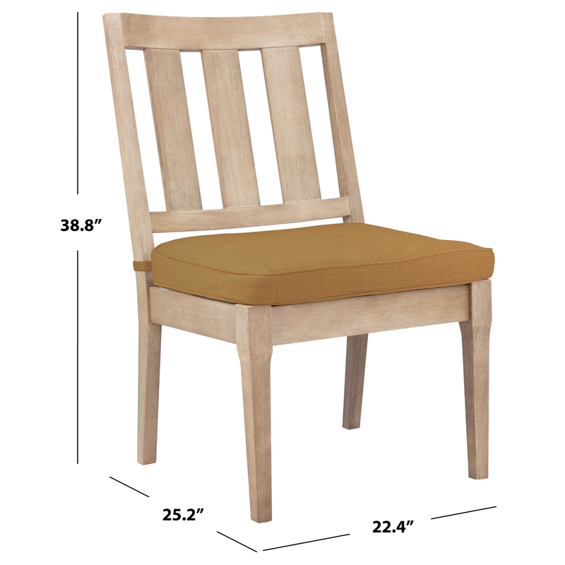 Safavieh Dominica Wood Outdoor Dining Chair in Natural / Brown