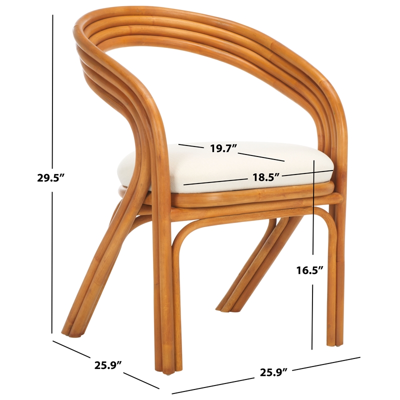 Safavieh Jennabrook Ratan Polyurethane Dining Chair in Natural / White