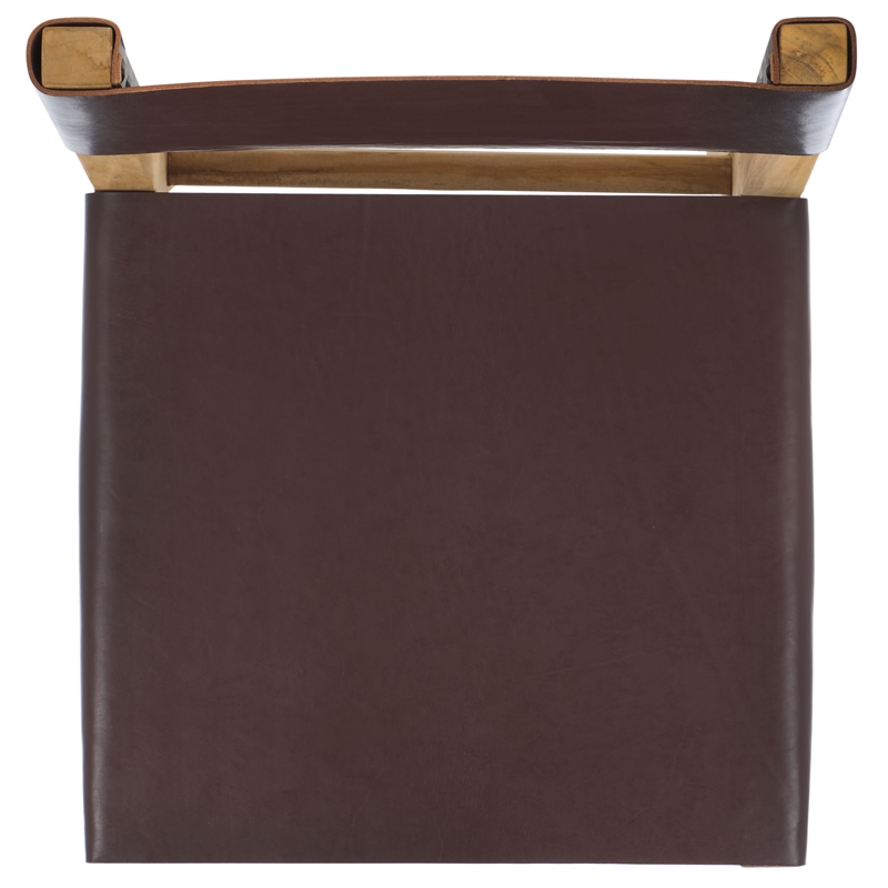 Safavieh Romee Teak and Leather Dining Chair in Brown / Natural