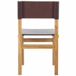 Safavieh Romee Teak and Leather Dining Chair in Brown / Natural