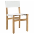 Safavieh Romee Teak and Leather Dining Chair in White / Natural