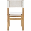 Safavieh Romee Teak and Leather Dining Chair in White / Natural