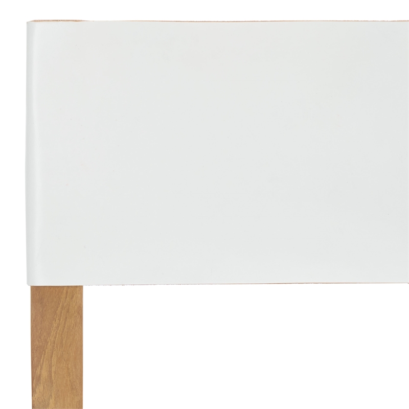 Safavieh Romee Teak and Leather Dining Chair in White / Natural