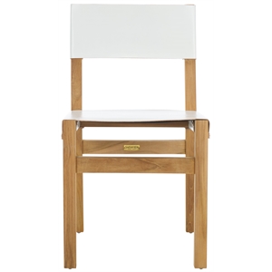 Safavieh Romee Teak and Leather Dining Chair in White / Natural