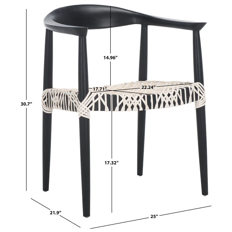 Safavieh Bandelier Wood and Leather Accent Chair in White / Black