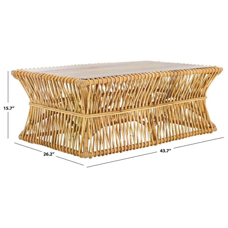 Safavieh Gensho  Wood and Rattan Coffee Tables in Natural /Brown