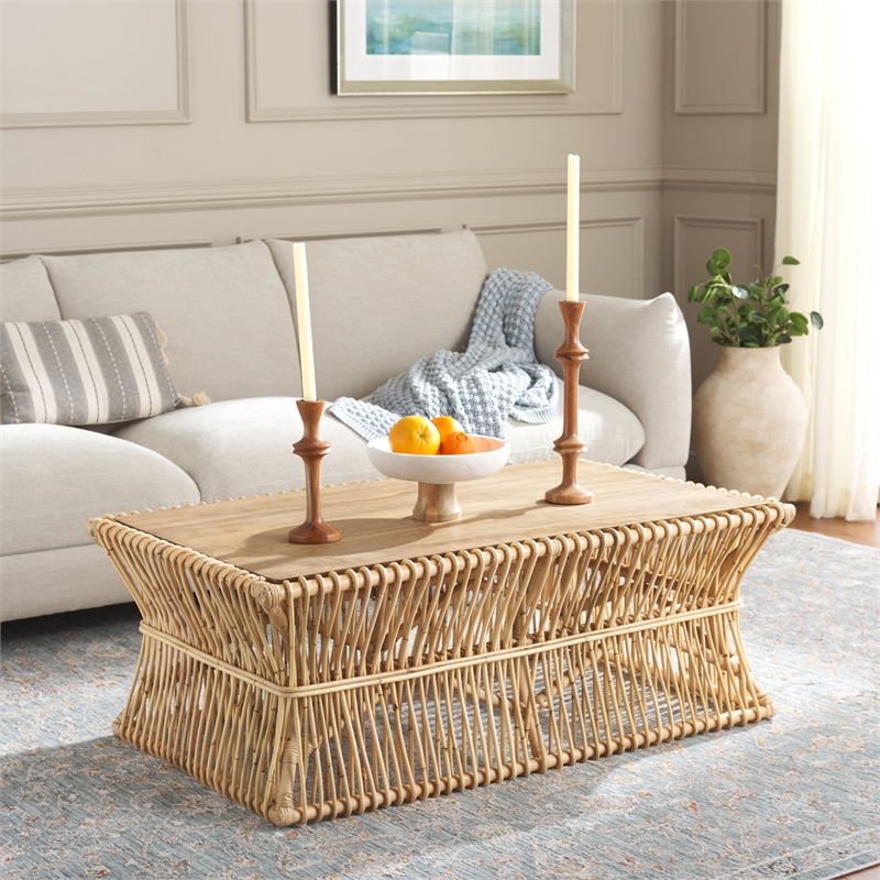 Safavieh Gensho  Wood and Rattan Coffee Tables in Natural /Brown