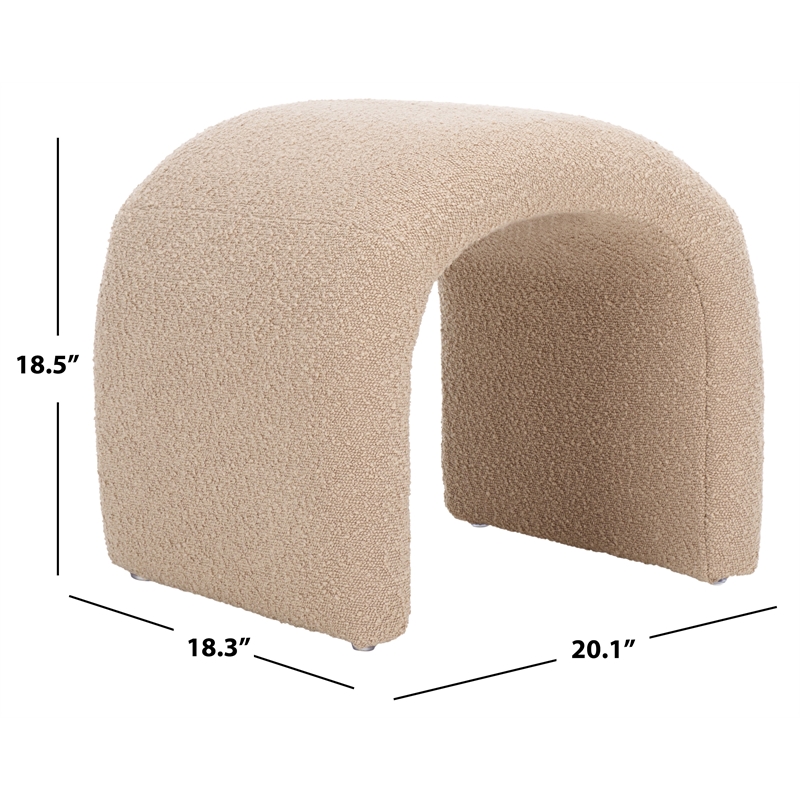 Safavieh Kibo  Pine and Polyester Ottoman in Tan