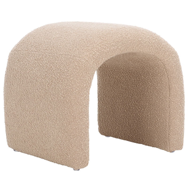 Safavieh Kibo  Pine and Polyester Ottoman in Tan