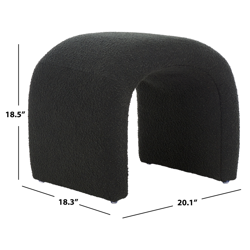 Safavieh Kibo  Pine and Polyester Ottoman in Black