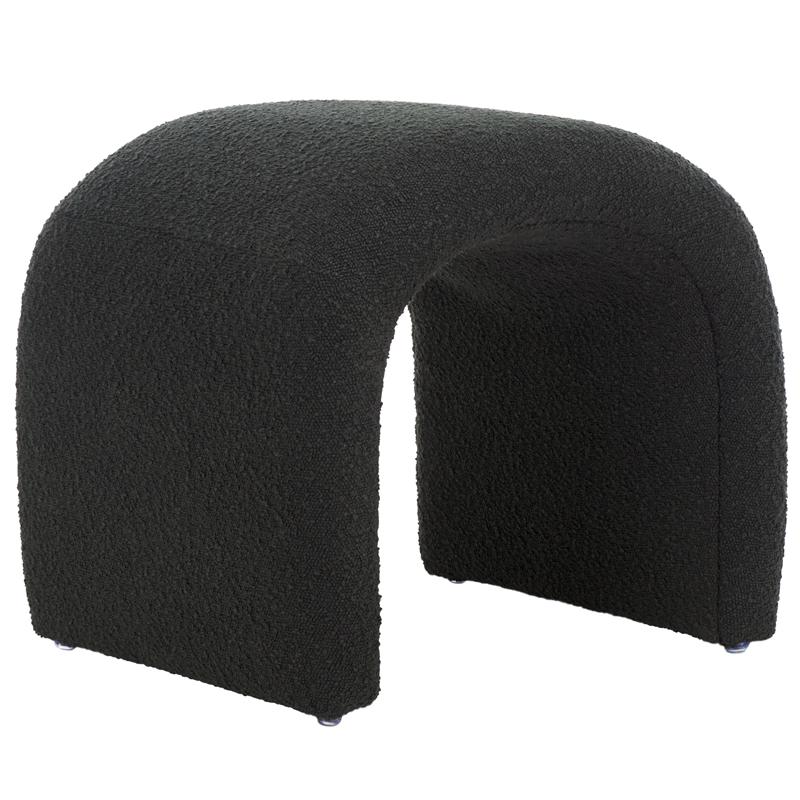 Safavieh Kibo  Pine and Polyester Ottoman in Black