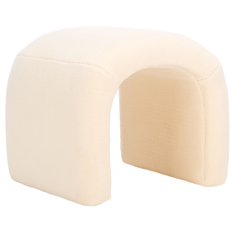 Safavieh Kibo  Pine and Polyester Ottoman in Cream