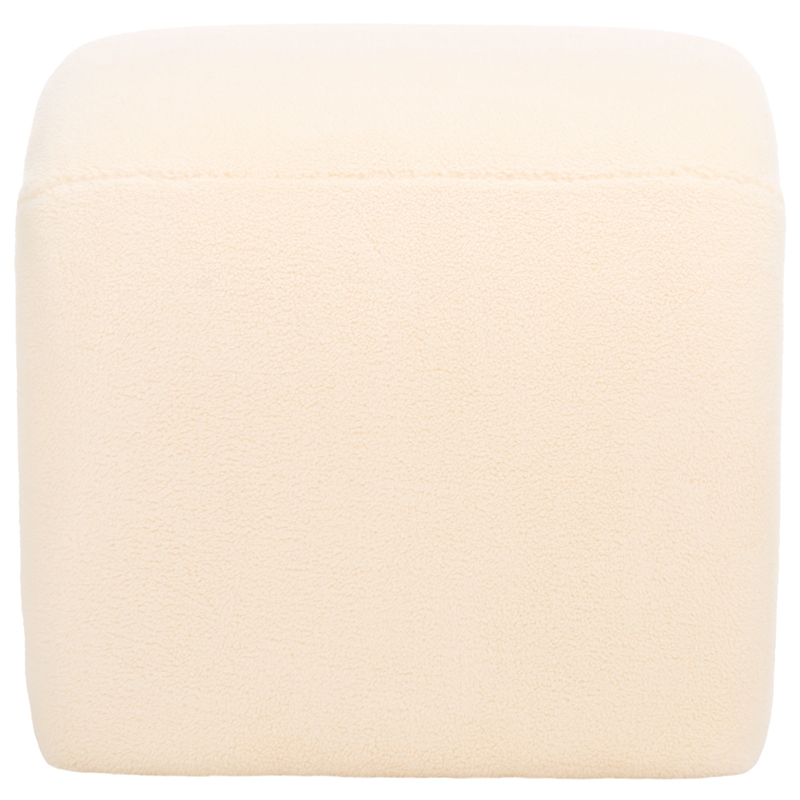 Safavieh Kibo  Pine and Polyester Ottoman in Cream