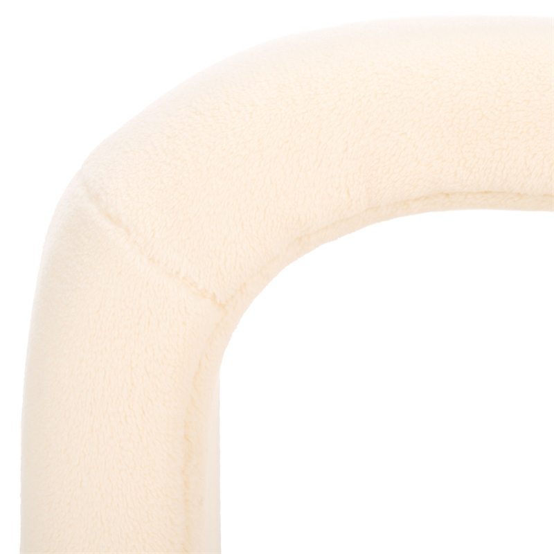 Safavieh Kibo  Pine and Polyester Ottoman in Cream