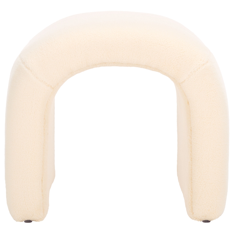 Safavieh Kibo  Pine and Polyester Ottoman in Cream