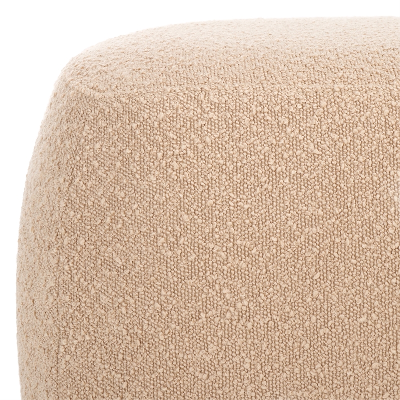 Safavieh Whitley Pine Wood and Fabric Rectangular Ottoman in Tan