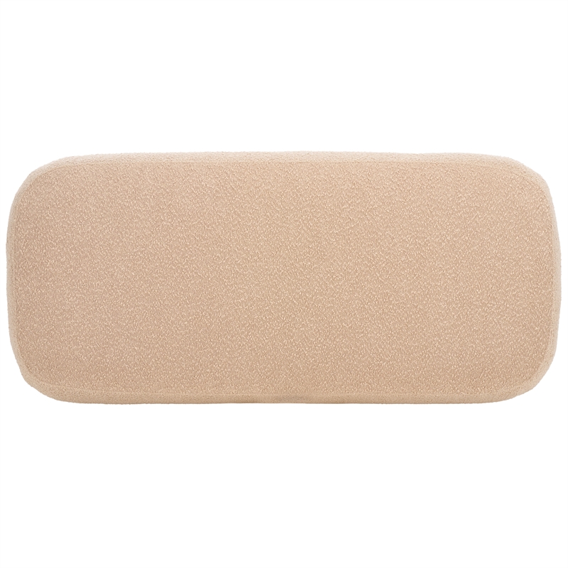 Safavieh Whitley Pine Wood and Fabric Rectangular Ottoman in Tan