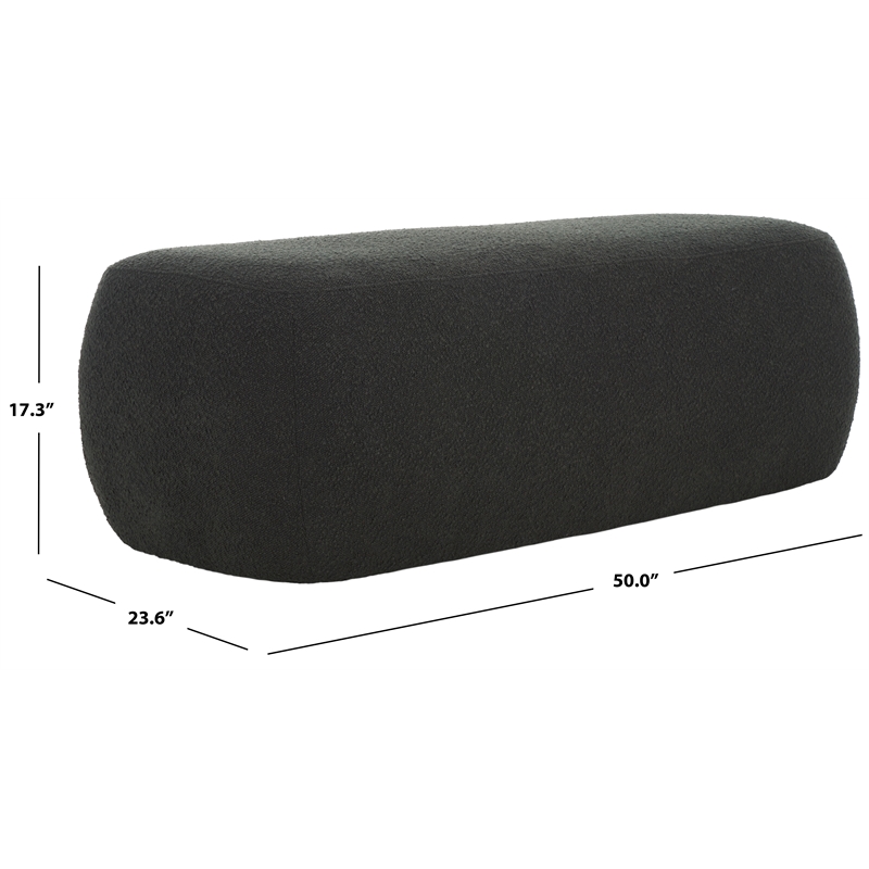 Safavieh Whitley Pine Wood and Fabric Rectangular Ottoman in Black