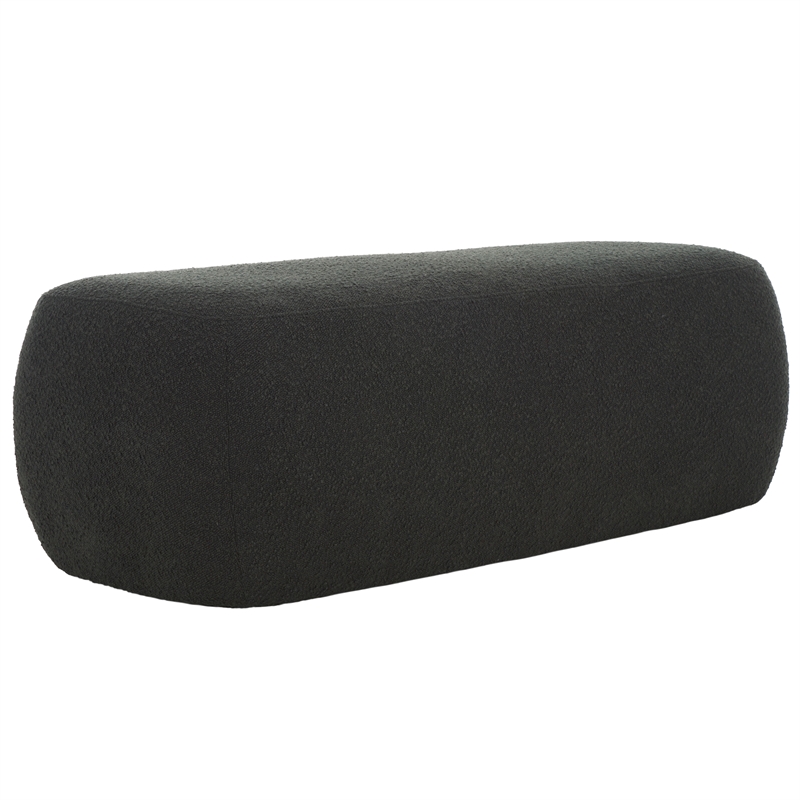 Safavieh Whitley Pine Wood and Fabric Rectangular Ottoman in Black