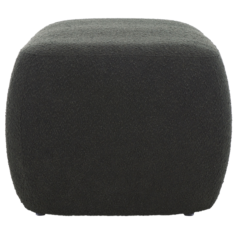 Safavieh Whitley Pine Wood and Fabric Rectangular Ottoman in Black