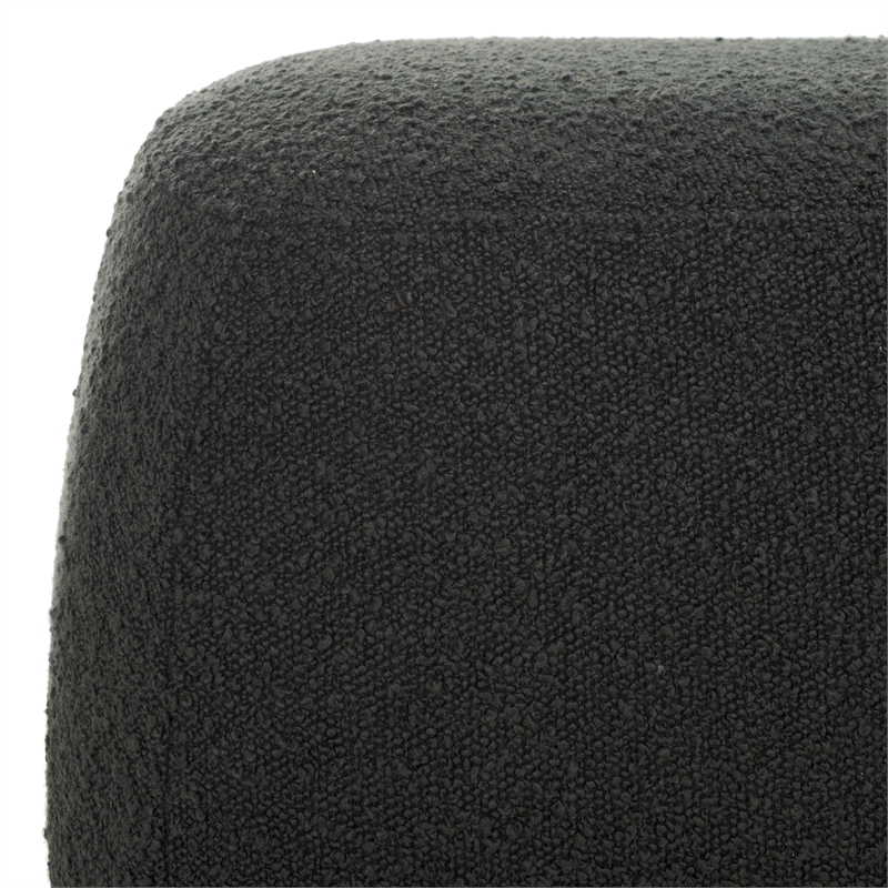 Safavieh Whitley Pine Wood and Fabric Rectangular Ottoman in Black